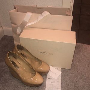 Jimmy Choo Nude Platform Wedge Shoes